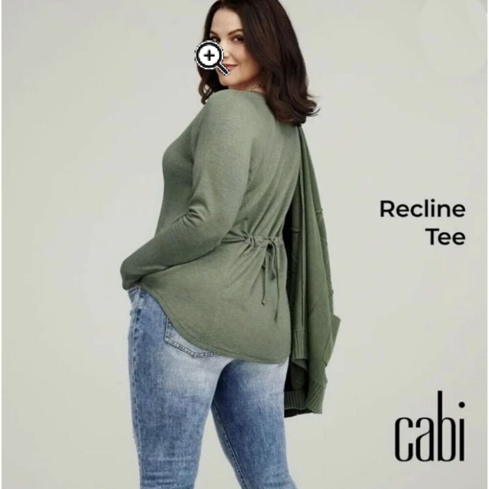Cabi Recline S Knit Top Cinch Back Tee NAVY BLUE Rayon Stretch Style So cute! - Picture 10 of 10
